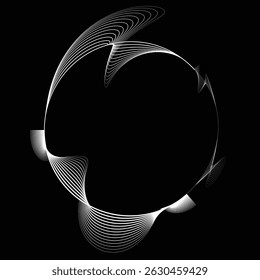 Lines in Circle Form . Rotate rounded shape Vector Illustration .Rotating circles form a ring.Rotating design element . Various circle lines forming round frame . Abstract Geometric line art .
