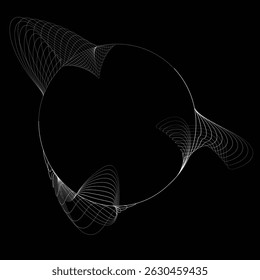 Lines in Circle Form . Rotate rounded shape Vector Illustration .Rotating circles form a ring.Rotating design element . Various circle lines forming round frame . Abstract Geometric line art .

