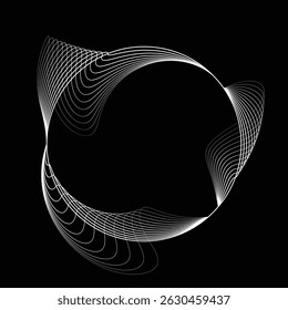 Lines in Circle Form . Rotate rounded shape Vector Illustration .Rotating circles form a ring.Rotating design element . Various circle lines forming round frame . Abstract Geometric line art .
