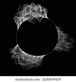 Lines in Circle Form . Rotate rounded shape Vector Illustration .Rotating circles form a ring.Rotating design element . Various circle lines forming round frame . Abstract Geometric line art .

