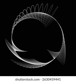 Lines in Circle Form . Rotate rounded shape Vector Illustration .Rotating circles form a ring.Rotating design element . Various circle lines forming round frame . Abstract Geometric line art .

