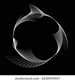 Lines in Circle Form . Rotate rounded shape Vector Illustration .Rotating circles form a ring.Rotating design element . Various circle lines forming round frame . Abstract Geometric line art .
