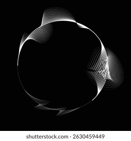 Lines in Circle Form . Rotate rounded shape Vector Illustration .Rotating circles form a ring.Rotating design element . Various circle lines forming round frame . Abstract Geometric line art .
