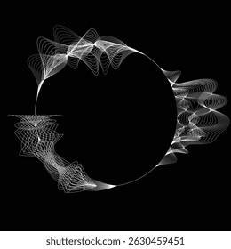Lines in Circle Form . Rotate rounded shape Vector Illustration .Rotating circles form a ring.Rotating design element . Various circle lines forming round frame . Abstract Geometric line art .
