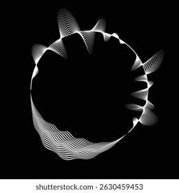 Lines in Circle Form . Rotate rounded shape Vector Illustration .Rotating circles form a ring.Rotating design element . Various circle lines forming round frame . Abstract Geometric line art .
