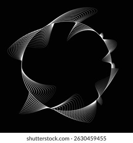 Lines in Circle Form . Rotate rounded shape Vector Illustration .Rotating circles form a ring.Rotating design element . Various circle lines forming round frame . Abstract Geometric line art .

