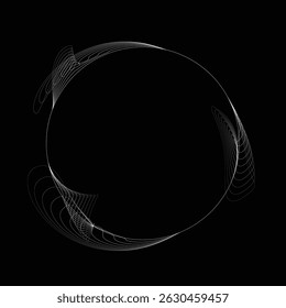 Lines in Circle Form . Rotate rounded shape Vector Illustration .Rotating circles form a ring.Rotating design element . Various circle lines forming round frame . Abstract Geometric line art .
