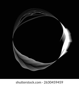 Lines in Circle Form . Rotate rounded shape Vector Illustration .Rotating circles form a ring.Rotating design element . Various circle lines forming round frame . Abstract Geometric line art .
