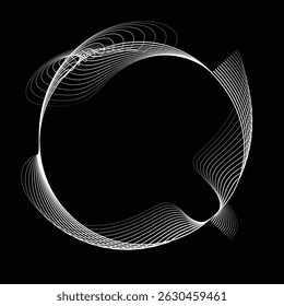 Lines in Circle Form . Rotate rounded shape Vector Illustration .Rotating circles form a ring.Rotating design element . Various circle lines forming round frame . Abstract Geometric line art .
