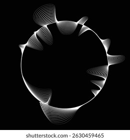 Lines in Circle Form . Rotate rounded shape Vector Illustration .Rotating circles form a ring.Rotating design element . Various circle lines forming round frame . Abstract Geometric line art .
