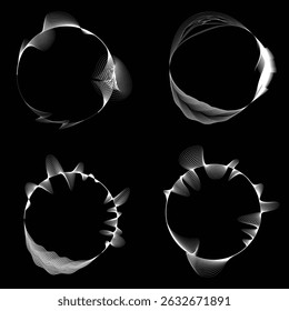 Lines in Circle Form . Rotate rounded shape Vector Illustration .Rotating circles form a ring.Rotating design element . Various circle lines forming round frame . Abstract Geometric line art .