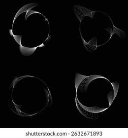 Lines in Circle Form . Rotate rounded shape Vector Illustration .Rotating circles form a ring.Rotating design element . Various circle lines forming round frame . Abstract Geometric line art .