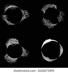 Lines in Circle Form . Rotate rounded shape Vector Illustration .Rotating circles form a ring.Rotating design element . Various circle lines forming round frame . Abstract Geometric line art .