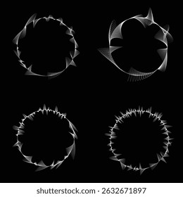Lines in Circle Form . Rotate rounded shape Vector Illustration .Rotating circles form a ring.Rotating design element . Various circle lines forming round frame . Abstract Geometric line art .