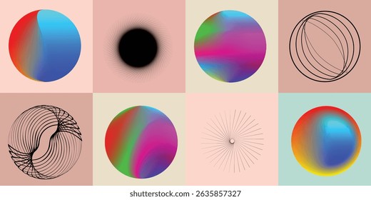 Lines in Circle Form . Rotate rounded shape Vector Illustration .Rotating circles form a ring.Rotating design element . Various circle lines forming round frame . Abstract Geometric line art .
