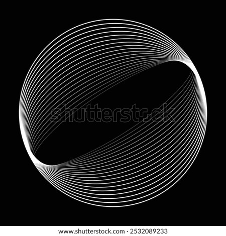 Lines in Circle Form . Rotate rounded shape Vector Illustration .Rotating circles form a ring.Rotating design element . Various circle lines forming round frame . Abstract Geometric line art .