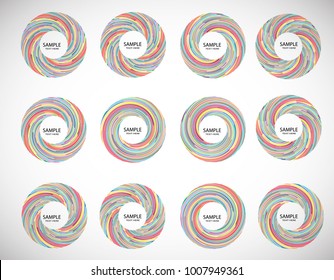  Lines in Circle Form . Spiral Vector Illustration .Technology round Logo . Design element . Abstract Geometric shape . Striped border frame for image