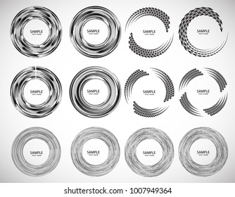  Lines in Circle Form . Spiral Vector Illustration .Technology round Logo . Design element . Abstract Geometric shape . Striped border frame for image