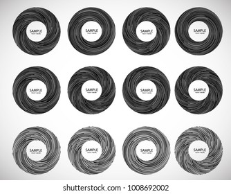  Lines in Circle Form . Spiral Vector Illustration .Technology round Logo . Design element . Abstract Geometric shape . Striped border frame for image