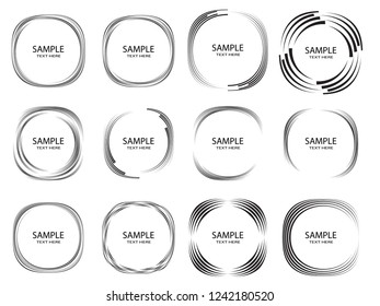  Lines in Circle Form . Spiral Vector Illustration .Technology round Logo . Design element . Abstract Geometric shape . Striped border frame for image