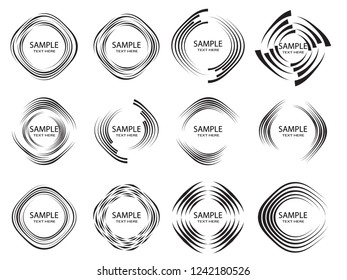  Lines in Circle Form . Spiral Vector Illustration .Technology round Logo . Design element . Abstract Geometric shape . Striped border frame for image