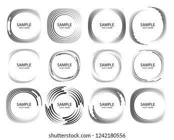  Lines in Circle Form . Spiral Vector Illustration .Technology round Logo . Design element . Abstract Geometric shape . Striped border frame for image
