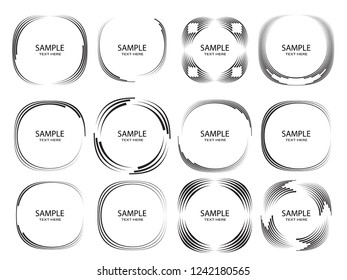  Lines in Circle Form . Spiral Vector Illustration .Technology round Logo . Design element . Abstract Geometric shape . Striped border frame for image