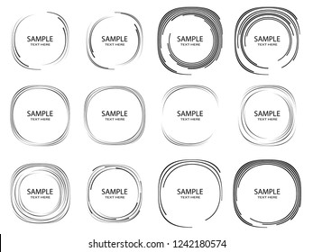  Lines in Circle Form . Spiral Vector Illustration .Technology round Logo . Design element . Abstract Geometric shape . Striped border frame for image