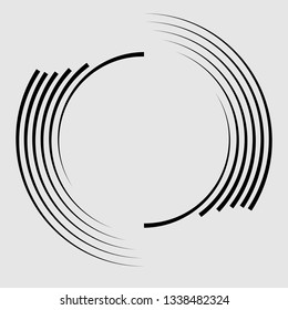  Lines in Circle Form . Spiral Vector Illustration .Technology round Logo . Design element . Abstract Geometric shape .