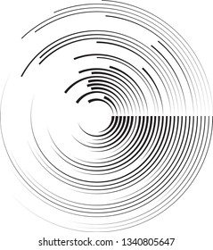  Lines in Circle Form . Spiral Vector Illustration .Technology round Logo . Design element . Abstract Geometric shape .