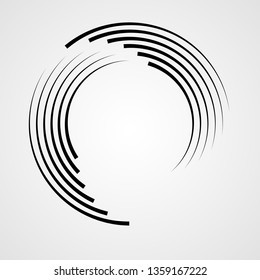  Lines in Circle Form . Spiral Vector Illustration .Technology round Logo . Design element . Abstract Geometric shape .