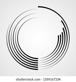  Lines in Circle Form . Spiral Vector Illustration .Technology round Logo . Design element . Abstract Geometric shape .