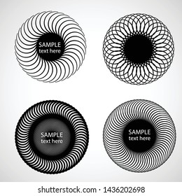 Lines in Circle Form . Spiral Vector Illustration .Technology round Logo . Design element . Abstract Geometric shape . Striped border frame for image