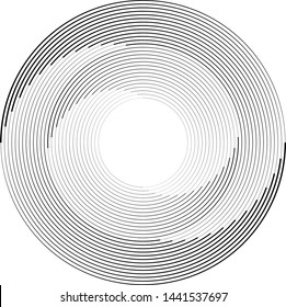 Lines in Circle Form . Spiral Vector Illustration .Technology round Logo . Design element . Abstract Geometric shape . Striped border frame for image