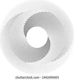 Lines in Circle Form . Spiral Vector Illustration .Technology round Logo . Design element . Abstract Geometric shape . Striped border frame for image