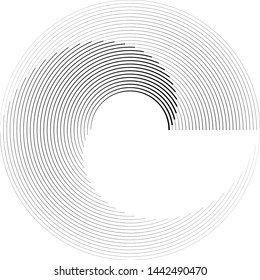 Lines in Circle Form . Spiral Vector Illustration .Technology round Logo . Design element . Abstract Geometric shape . Striped border frame for image