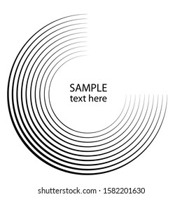 Lines in Circle Form . Spiral Vector Illustration .Technology round Logo . Design element . Abstract Geometric shape . Striped border frame