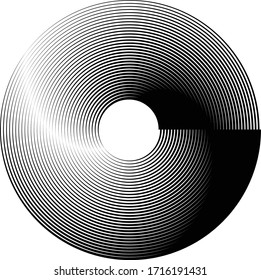 Lines in Circle Form . Spiral Vector Illustration .Technology round Logo . Design element . Abstract Geometric shape . Striped border frame