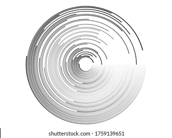 Líneas en forma circular . Ilustración de vectores espirales. Ronda de tecnología. Logotipo de onda . Elemento de diseño. Resumen Forma geométrica .