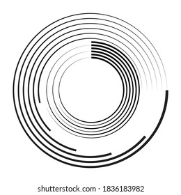 Líneas en forma circular . Ilustración de vectores espirales .Logo de ronda tecnológica . Elemento de diseño. Resumen Forma geométrica .