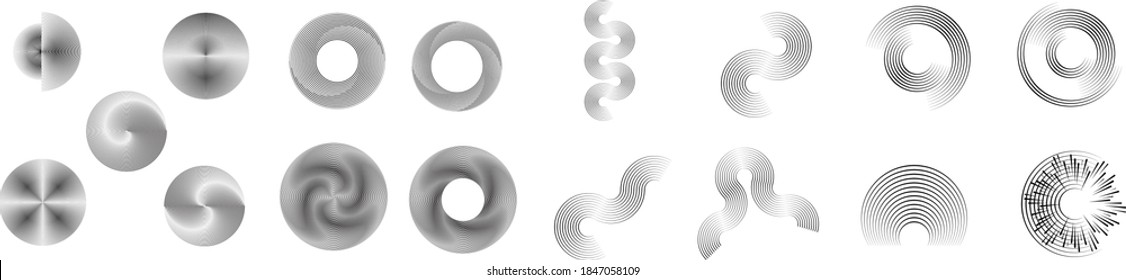 Lines in Circle Form . Spiral Vector Illustration .Technology round. Wave Logo . Design element . Abstract Geometric shape .