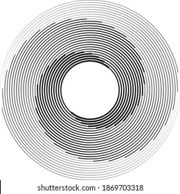 Líneas en forma circular . Ilustración de vectores espirales .Logo de ronda tecnológica . Elemento de diseño. Resumen Forma geométrica .