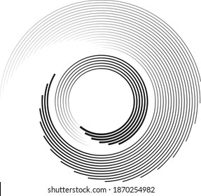 Líneas en forma circular . Ilustración de vectores espirales .Logo de ronda tecnológica . Elemento de diseño. Resumen Forma geométrica .