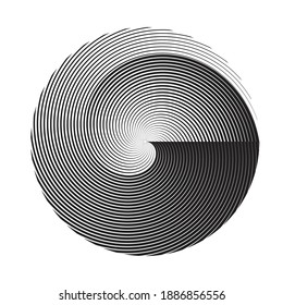 Lines in Circle Form . Spiral Vector Illustration .Technology round. Wave Logo . Design element . Abstract Geometric shape .
