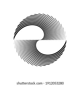 Lines in Circle Form . Spiral Vector Illustration .Technology round. Wave Logo . Design element . Abstract Geometric shape .