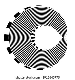 Líneas en forma circular . Ilustración de vectores espirales. Ronda de tecnología. Logotipo de onda . Elemento de diseño. Resumen Forma geométrica .