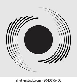 Lines in Circle Form . Spiral Vector Illustration .Technology round Logo . Design element . Abstract Geometric shape . Striped border frame for image