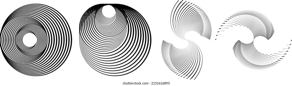 Lines in Circle Form . Spiral Vector Illustration .Technology round. Wave Logo . Design element . Abstract Geometric shape .