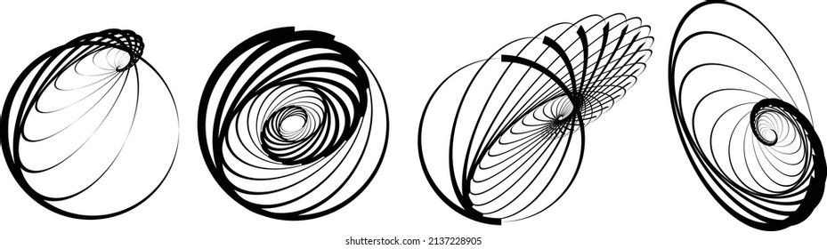 Lines in Circle Form . Spiral Vector Illustration .Technology round. Linear Logo . Design element . Abstract Geometric shape .