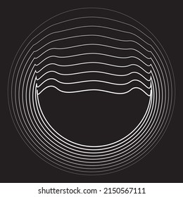 Líneas en forma circular . Ilustración de vectores espirales. Ronda de tecnología. Logotipo de onda . Elemento de diseño. Resumen Forma geométrica .